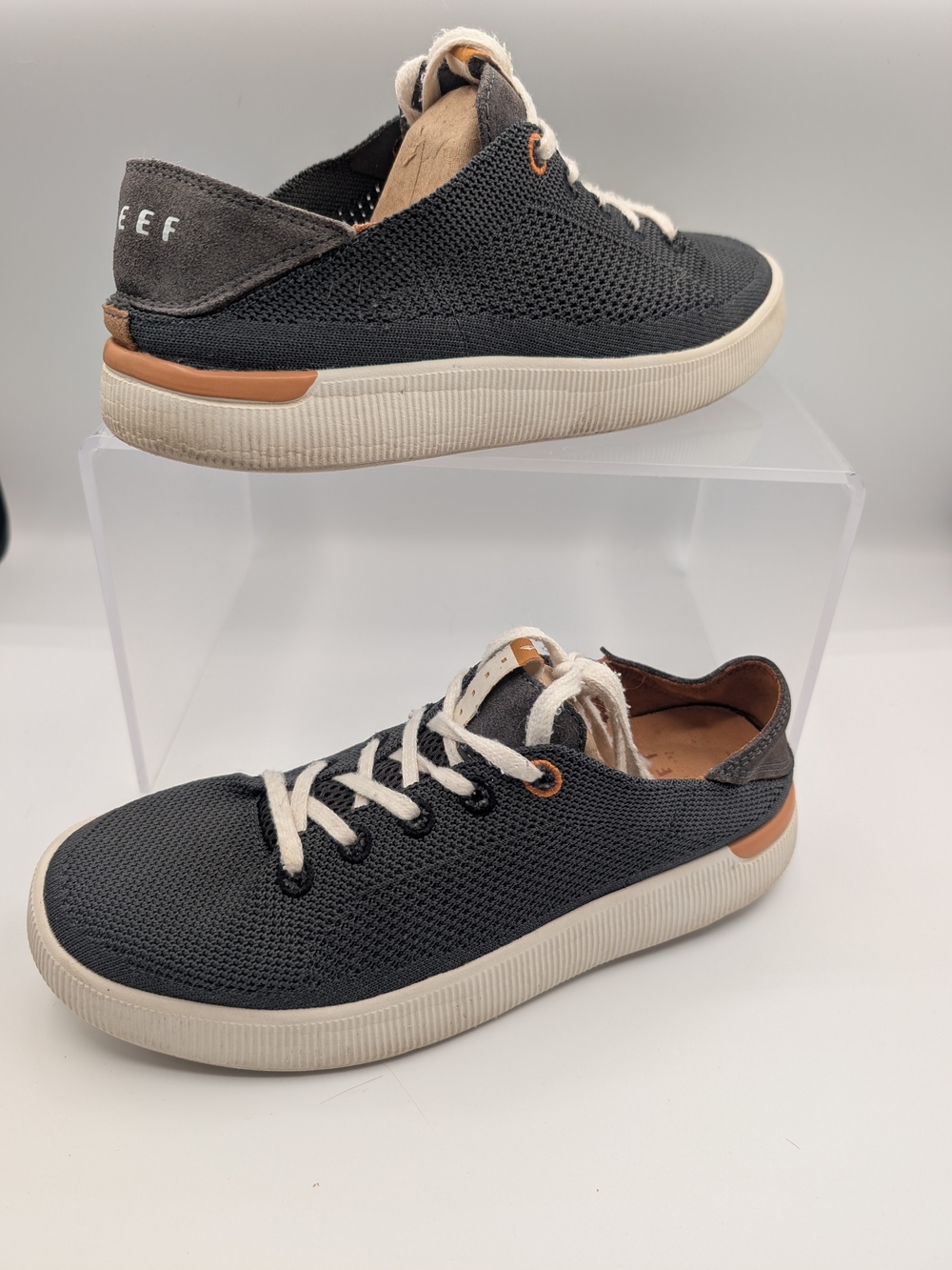 Reef Women's Black Knit Sneakers with Cream Laces